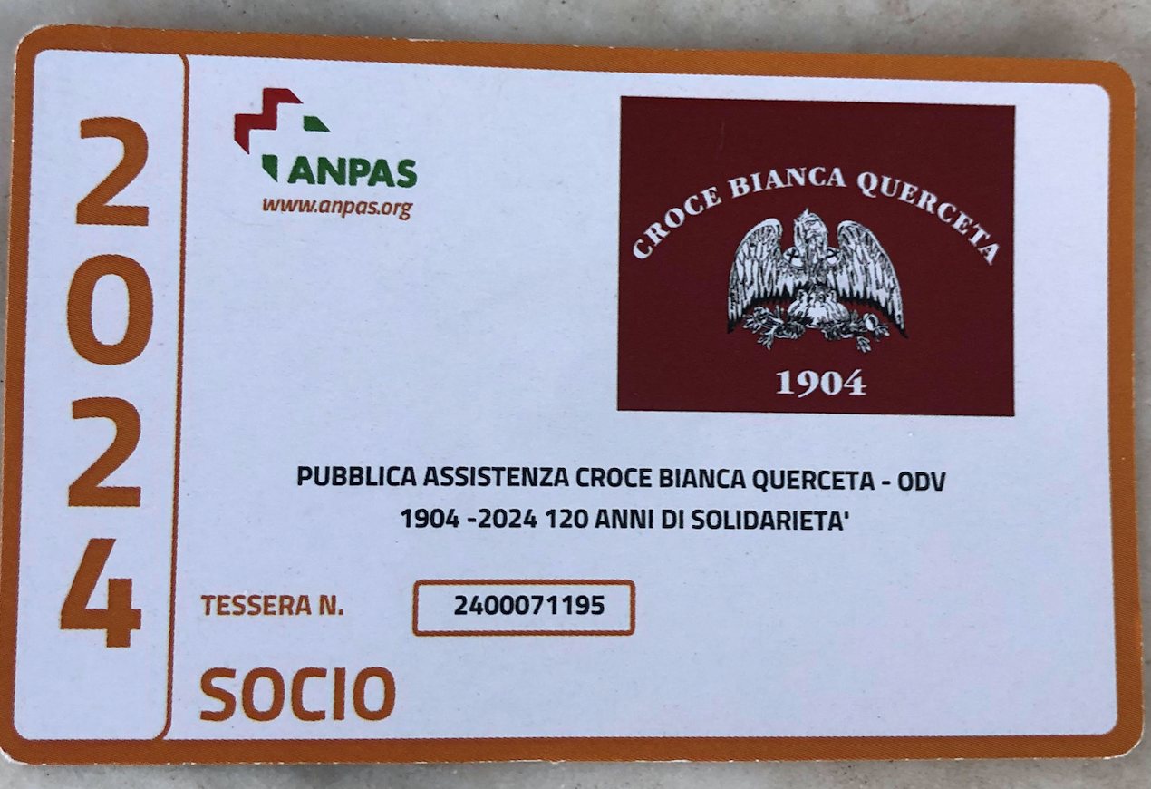 TESSERAMENTO soci della Croce Bianca Querceta per il 2024